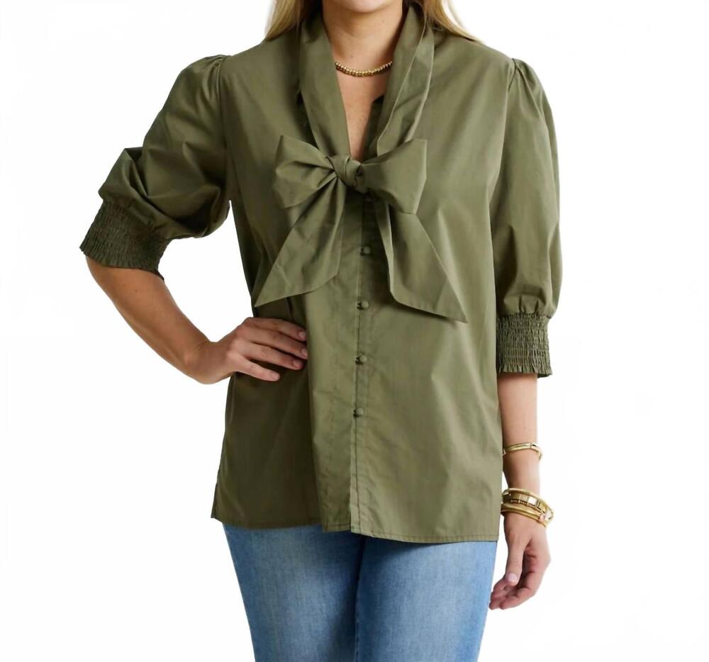 NEW CARYN LAWN holly bow top in olive